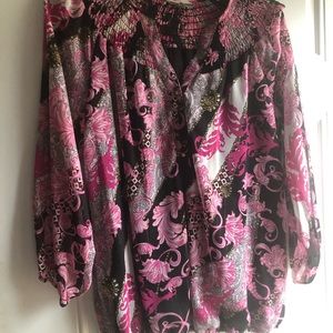 Final Markdown! Fox & Ali Blouse Pink & Black. 1X